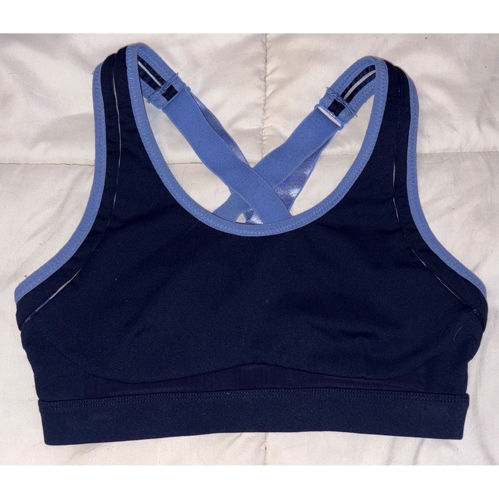 Fabletics Navy Blue Adrina Medium Impact Sports Bra, Size Medium‎